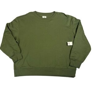 MODE OF ONE‎ Mens XXL Army Green Crew Neck Relaxed Fit Fleece Sweatshirt